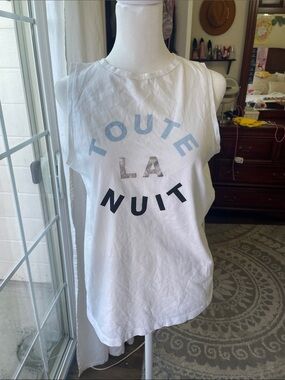 Etre Cecile White Graphic Tank Top - TOUTE LA NUIT